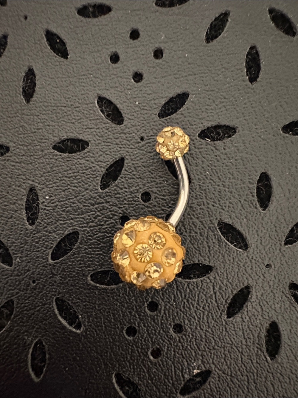 Gold Crystal Navel Ring Belly Button Jewelry